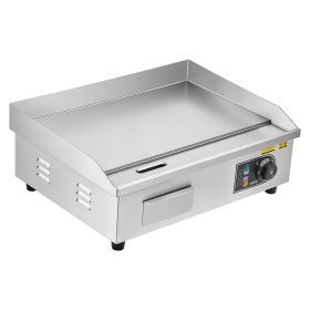 VEVOR Commercial Electric Griddle, 21.06 x 11.81 inch, 3200W, 122-570 Fahrenheit Adjustable Temp Control, Stainless Steel Body, Full Flat