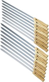 G & F Products Brazilian BBQ Skewers 16 Piece Set Stainless Steel Kabob Sticks 17-Inch Flat Blade with Hardwood Handles Reusable Commercial Grade